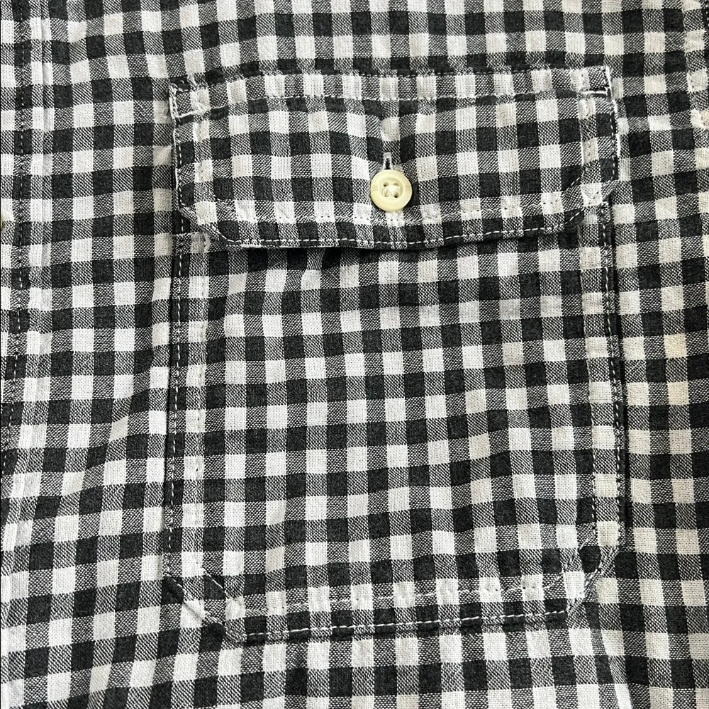 Banana Republic Soft Wash Tailored Slim Fit Plaid Button Down Black/White Size L